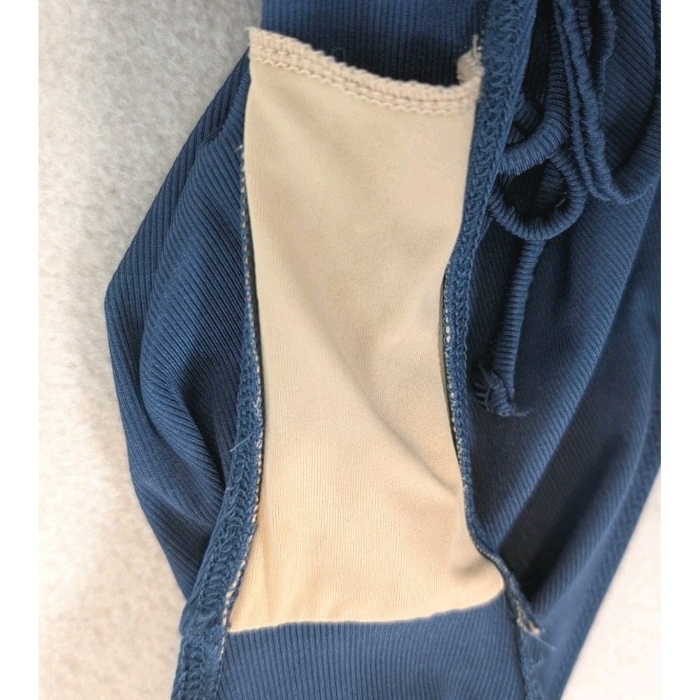 Summersalt One Piece Swimsuit Size 4 Blue Ruched Sides Square Neck Padded Cups - Picture 5 of 6